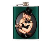 Liquor Hip Flask Stainless Steel Pin Up Girl  8 oz (F-83)