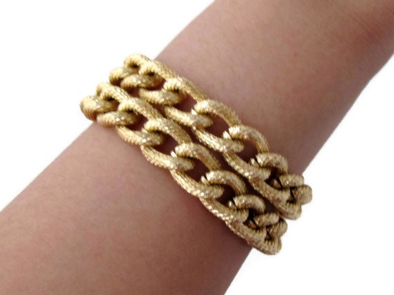 Double Textured Gold Chain Bracelet