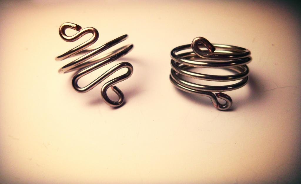Pair of Mid Finger Wire Rings / Set of 2 Unique One of a Kind Ready to Ship / Free US Shipping