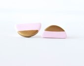 Gold Dipped Scallop Stud Earrings, Polymer Clay Stud Earrings