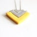 Mustard Yellow and Gray Tribal Arrow Necklace, Polymer Clay Pendant Necklace
