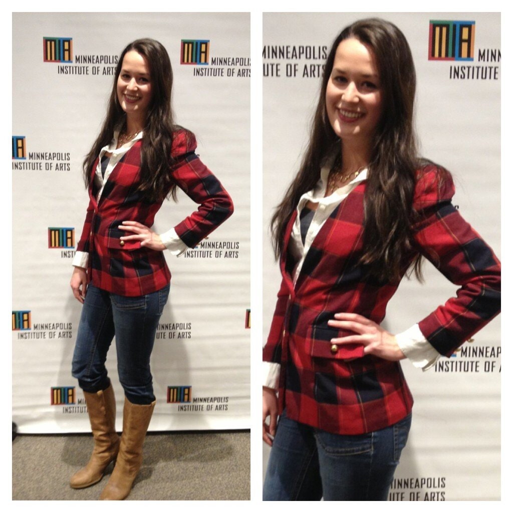 Vintage Plaid Kasper Blazer/Jacket- size 4