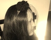 Black Birdcage Veiled Headband