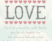 Bible Verse Art - Clouds - Nursery Wall Art - Love - Christian Image - Scripture - Home Decor - Typography - Inspirational