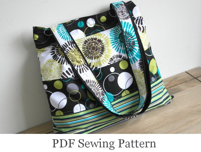INSTANT DOWNLOAD Tote Bag Sewing Pattern - PN201 Jazzy Tote Bag pdf Sewing Instructions