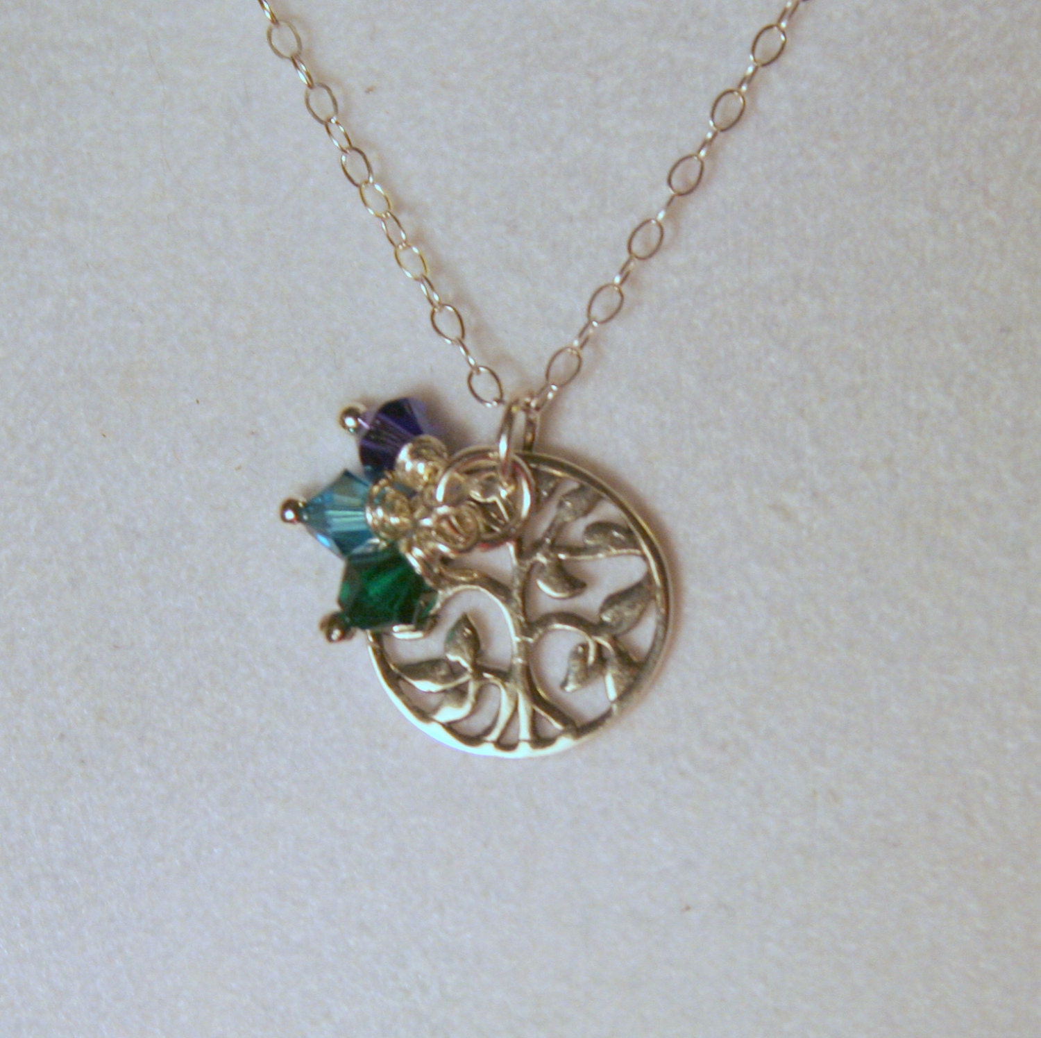 Necklace: Sterling Silver and Swarovski Family Tree Jewelry