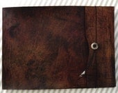 Extra Large 12"x14" Refillable Leather Sketchbook - Warm Brown with Bone Beads, Sketch Pad, Guest Book, Photo Album, Journal