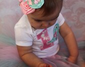 The Emma Tutu & Headband-  Aqua and Pink , Baby, Girl, Newborn, Toddler, 1st birthday, cake smash, photo prop