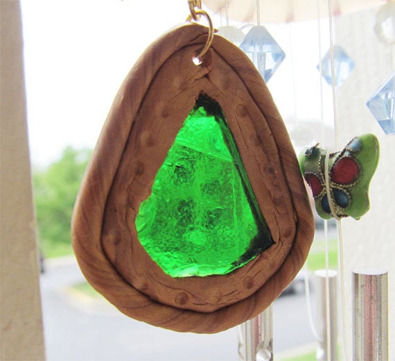 Emerald Stained Glass Earrings