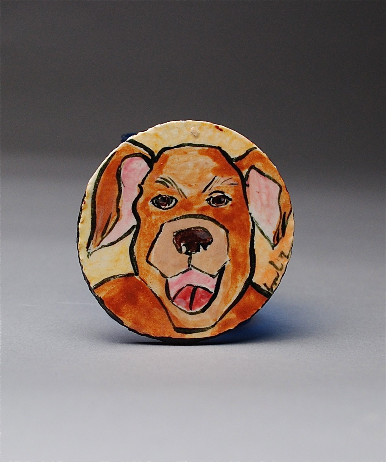 Magnet Round Happy Dog