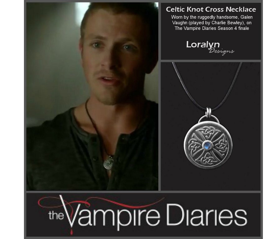 The Vampire Diaries Jewelry, Mens Necklace, Galen Vaughn Necklace, Celtic Knot Jewelry, Stainless Steel Pendant, Charlie Bewley