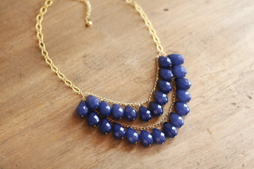 Berry Blue Teardrop Statement Necklace