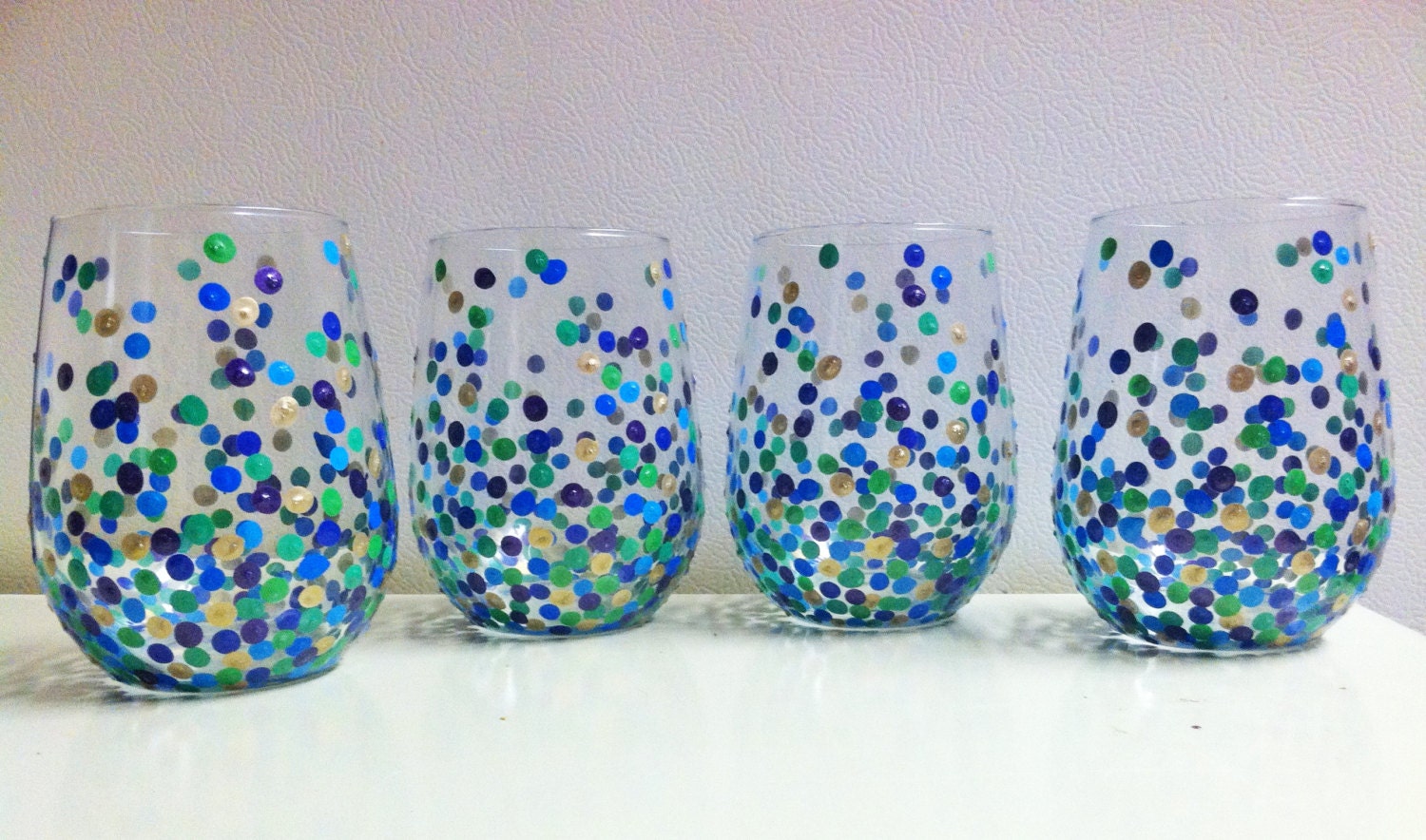 Stemless Peacock Wineglasses