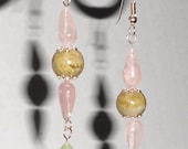 Autumn Jasper Rose Quartz Prehnite Sterling Silver Earrings