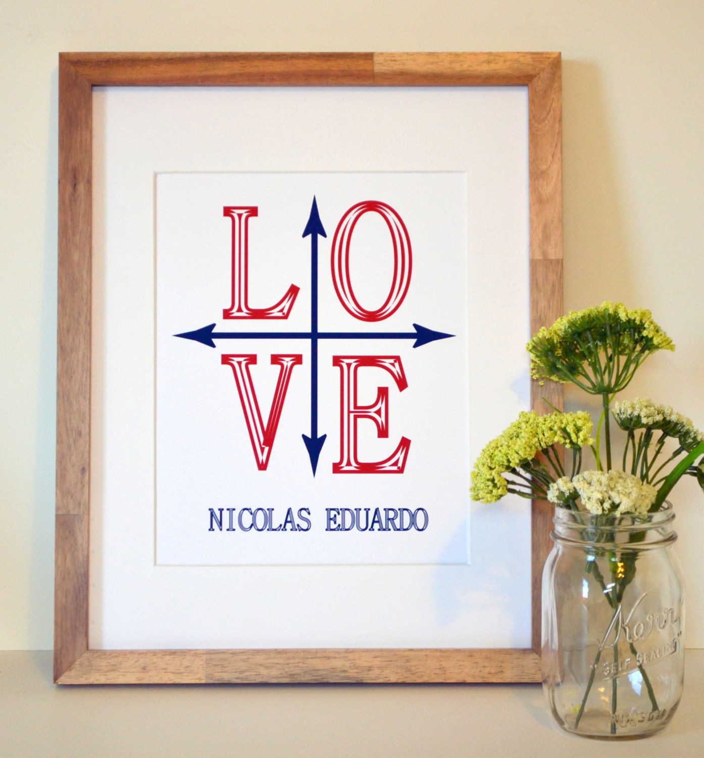 Nautical name 11 x 14 print- personalized nautical art-  love- nautical nursery print-compass print- baby shower gift- sailor theme- navy
