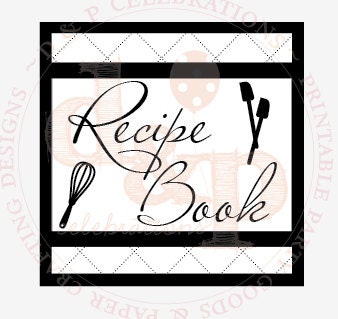 Recipe Book Embellishment pages in Black INSTANT DOWNLOAD Il_570xn