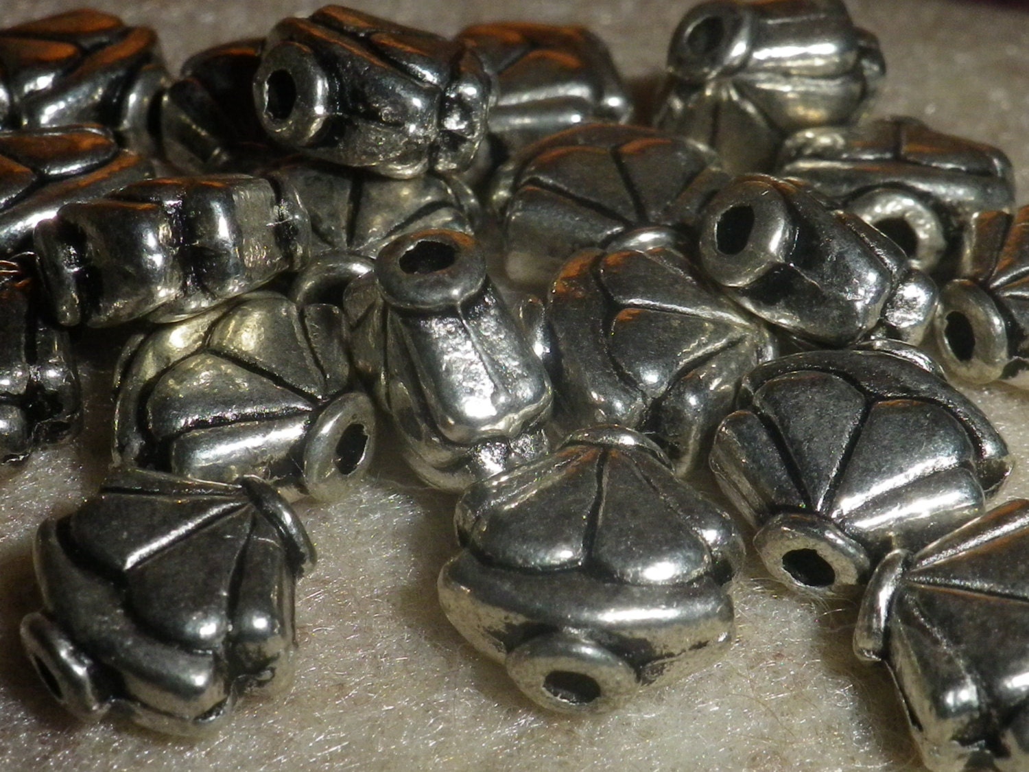 Scalloped Silver Spacer Beads