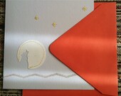 Sewn Stationery Set MOON, WOLF & STARS paper cut handmade