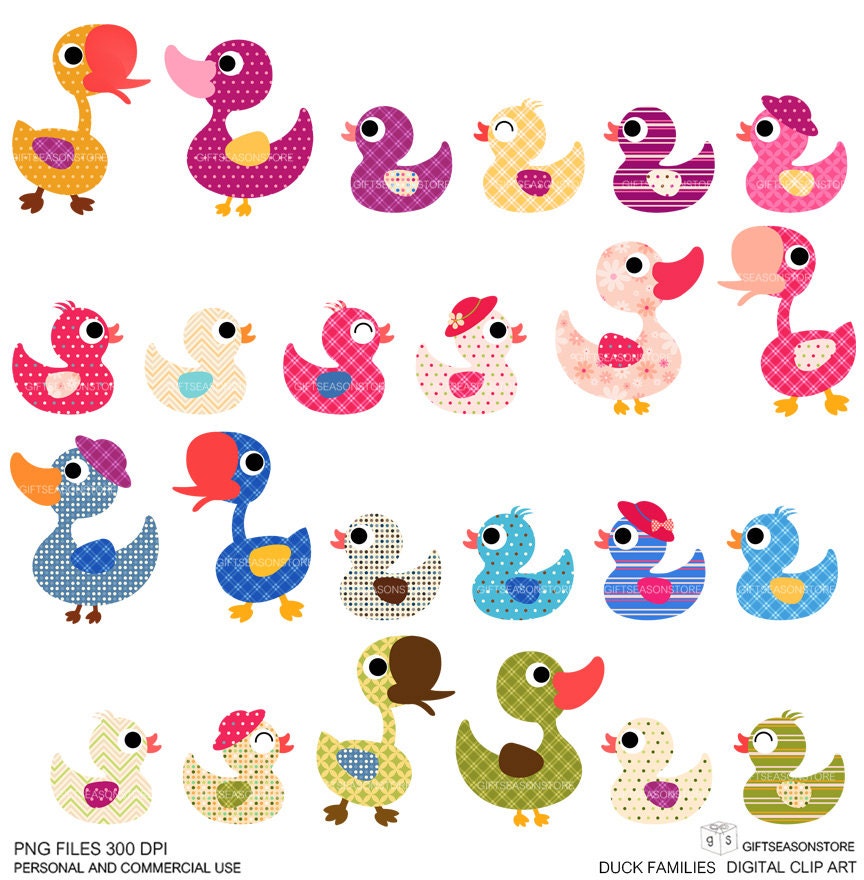 Duck family Digital clip art for Personal and Commercial use - INSTANT DOWNLOAD
