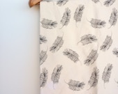 ORGANIC Baby Blanket Black and White feather Print Jersey Swaddle Large