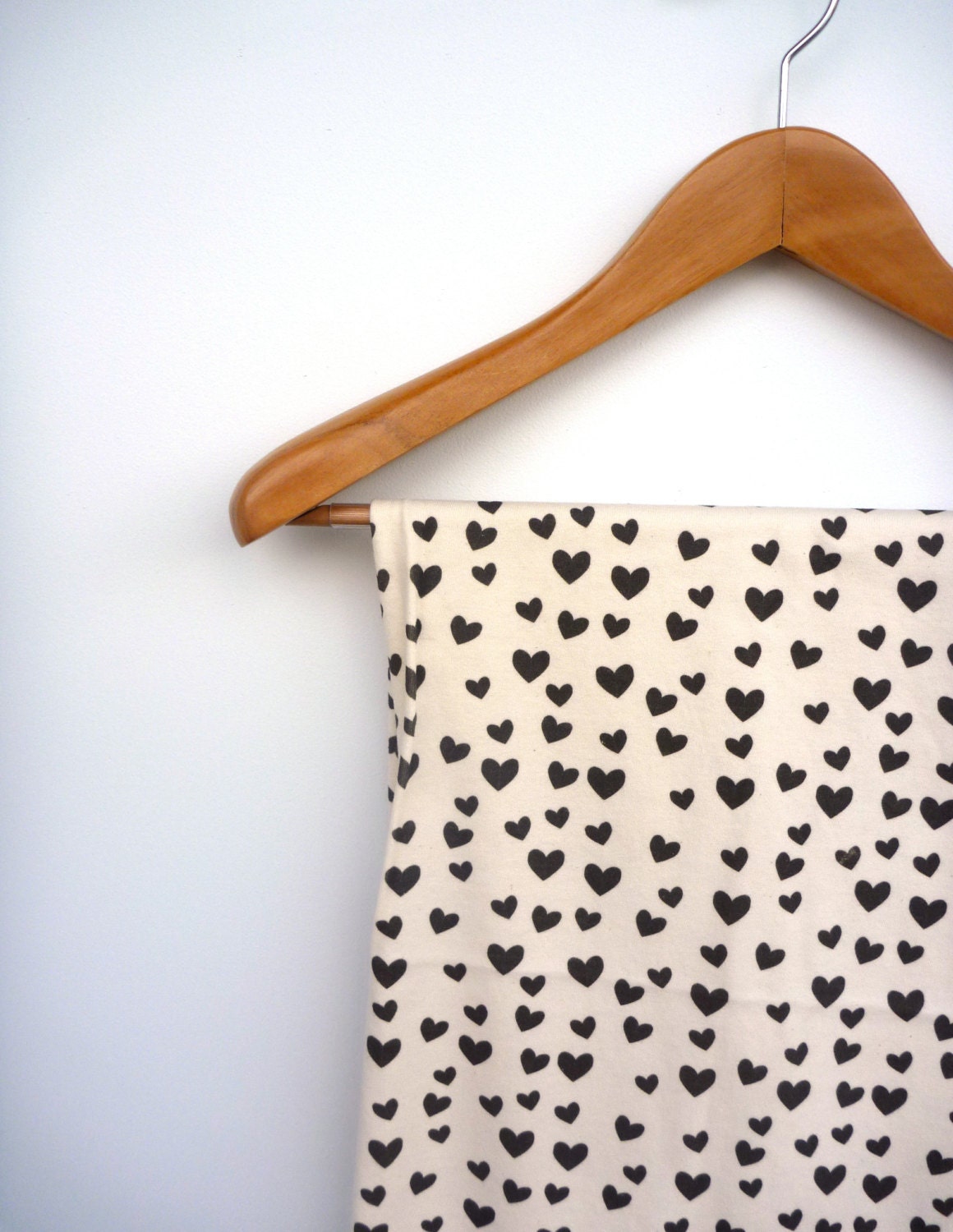 ORGANIC Baby Girl Modern Black and White Hearts Print Jersey Swaddle Blanket Large