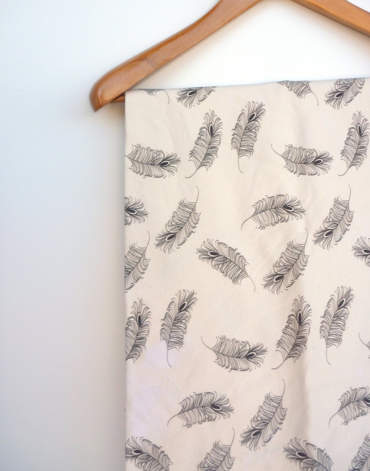ORGANIC Baby Blanket Black and White feather Print Jersey Swaddle Large
