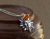 Boho Sun Silver Pendant Orange Summer Bohemian Beach Yellow Sunshine Necklace Ball Chain Fashion Jewelry Teen Jewellery Free Shipping