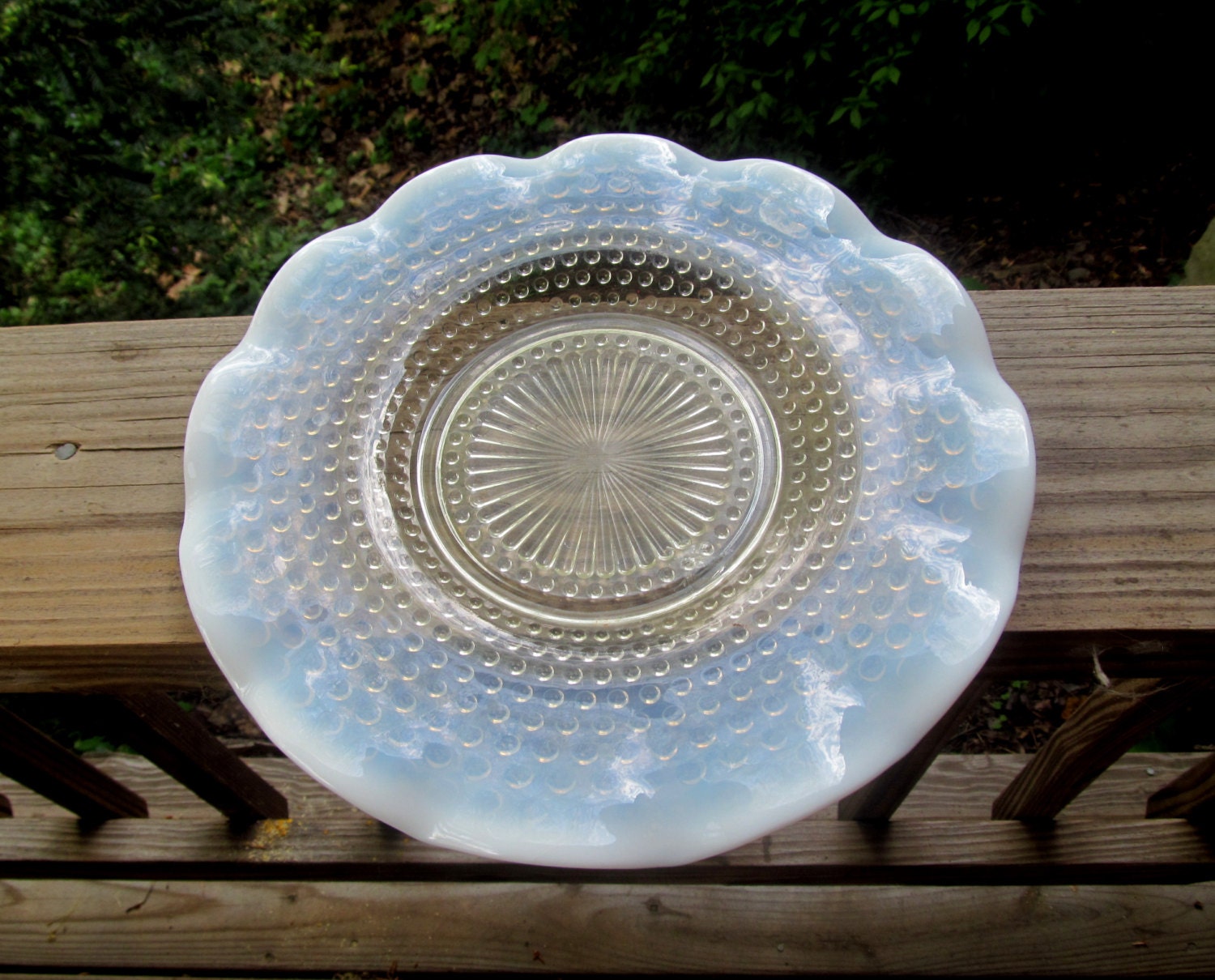 moonstone hobnail opalescent large dinner plate-serving platter