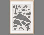 Star Wars Ships & Starfighters  Galore Poster : Modern Illustration Retro Art Wall Decor Print A3 11 x 16