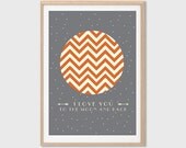 I Love You To The Moon & Back Poster : Modern Illustration Retro Art Wall Decor Print A3 11 x 16