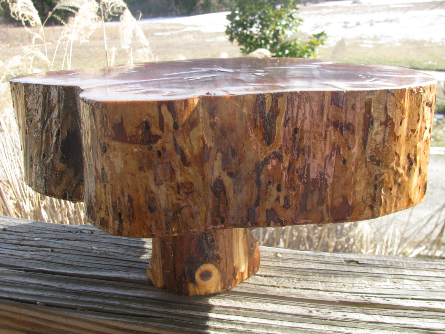 Small Cedar Cake Stand