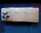 Quilted Black Cherry - Long Thick Cutting Board on Raised Rails with Barked Live Edge- Handcrafted 5th Anniversary Gift  323