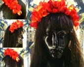 RED Floral Halo Headband w/ Gold Spikes