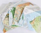 Upcycled set envelopes atlas, handmade set of 5
