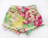 Vintage Levis Rainbow Splatter Studded Customised Shorts