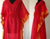 Handloom Maxi Dress -  kaftan, caftan, cotton summer wear, beach wear, Maternity dress