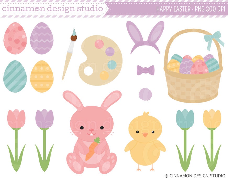 INSTANT DOWNLOAD - Happy Easter Clip Art Set - Personal and Commercial Use Clipart - No Credit Required Il_170x135