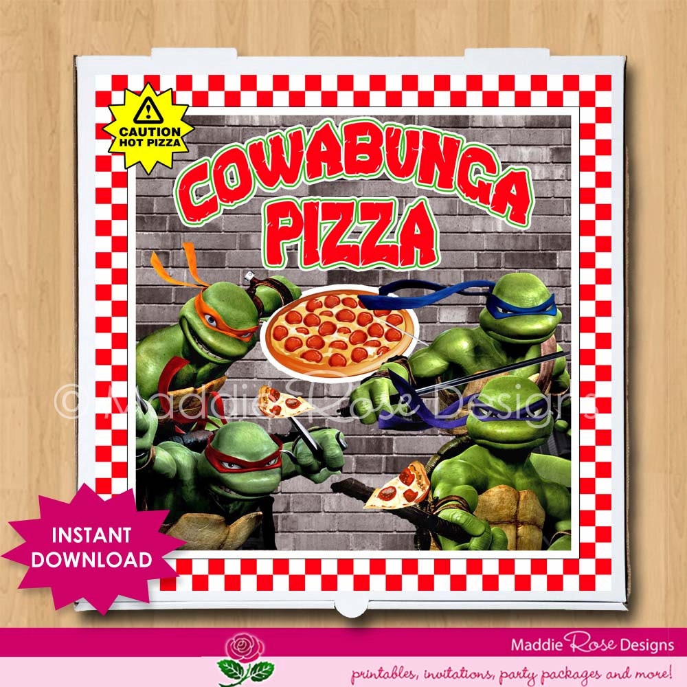 Teenage Mutant Ninja Turtles Pizza Label Party Favor - INSTANT DOWNLOAD Printable - matches TMNT Birthday Supplies Invitation
