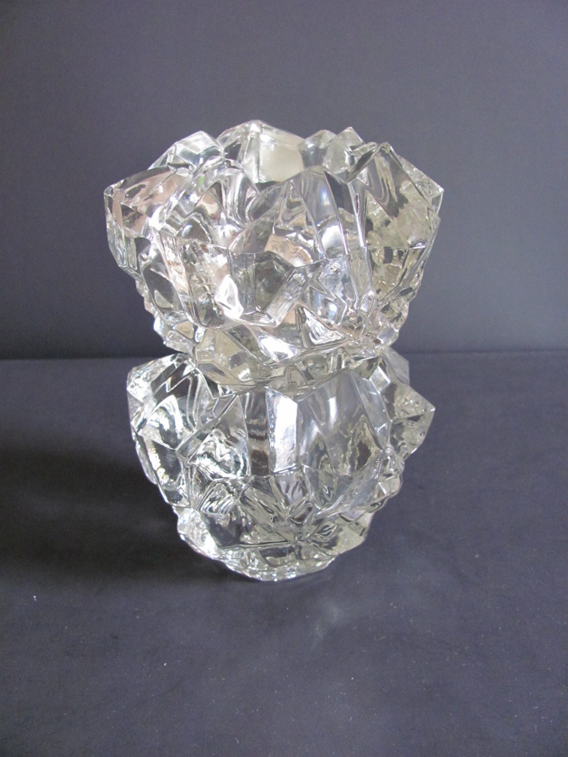 Vintage Goebel Crystal Meteor Glass Votive Candle Holders