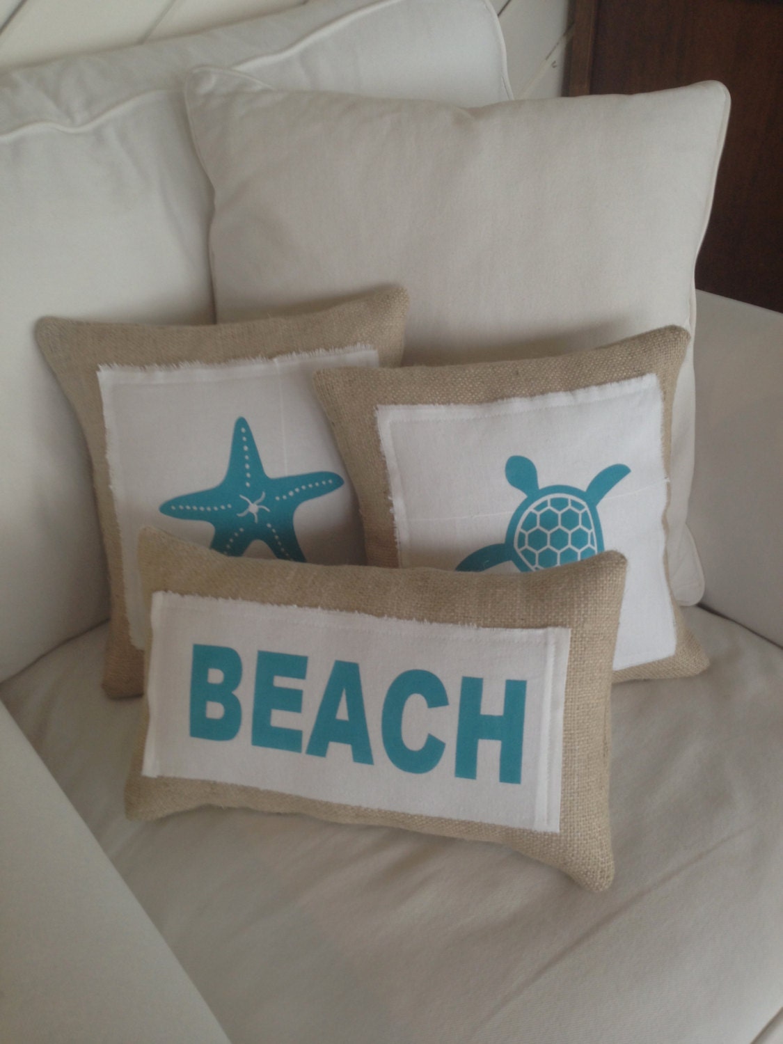 RESERVED LISTING For ALEXANDRA- 3 Custom Burlap Pillows