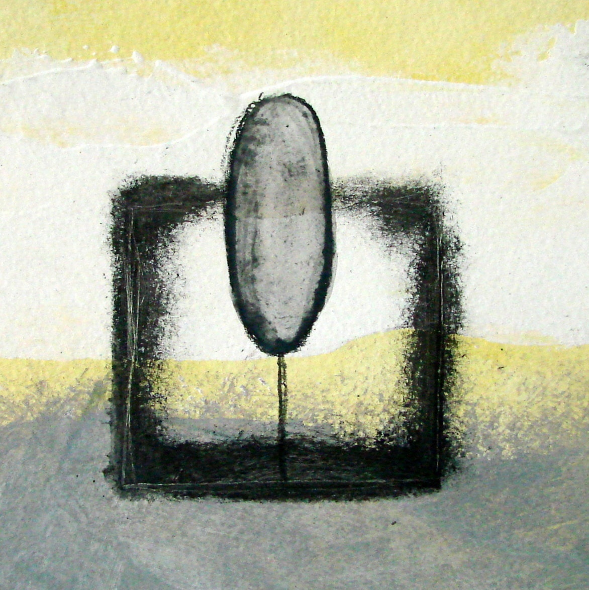 Modern Abstract Grey Yellow Tree Painting. Art for Home Decor. Unique  and Exclusive Gift. OOAK Tree Painting 128