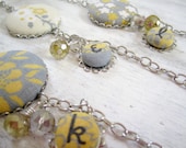 Yellow and Gray Bracelet Personalized Initial Bracelet Monogram Jewelry Yellow and Gray Wedding Bridesmaids Gift Initial Charm Bracelet