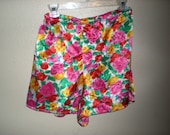 90s silk floral shorts