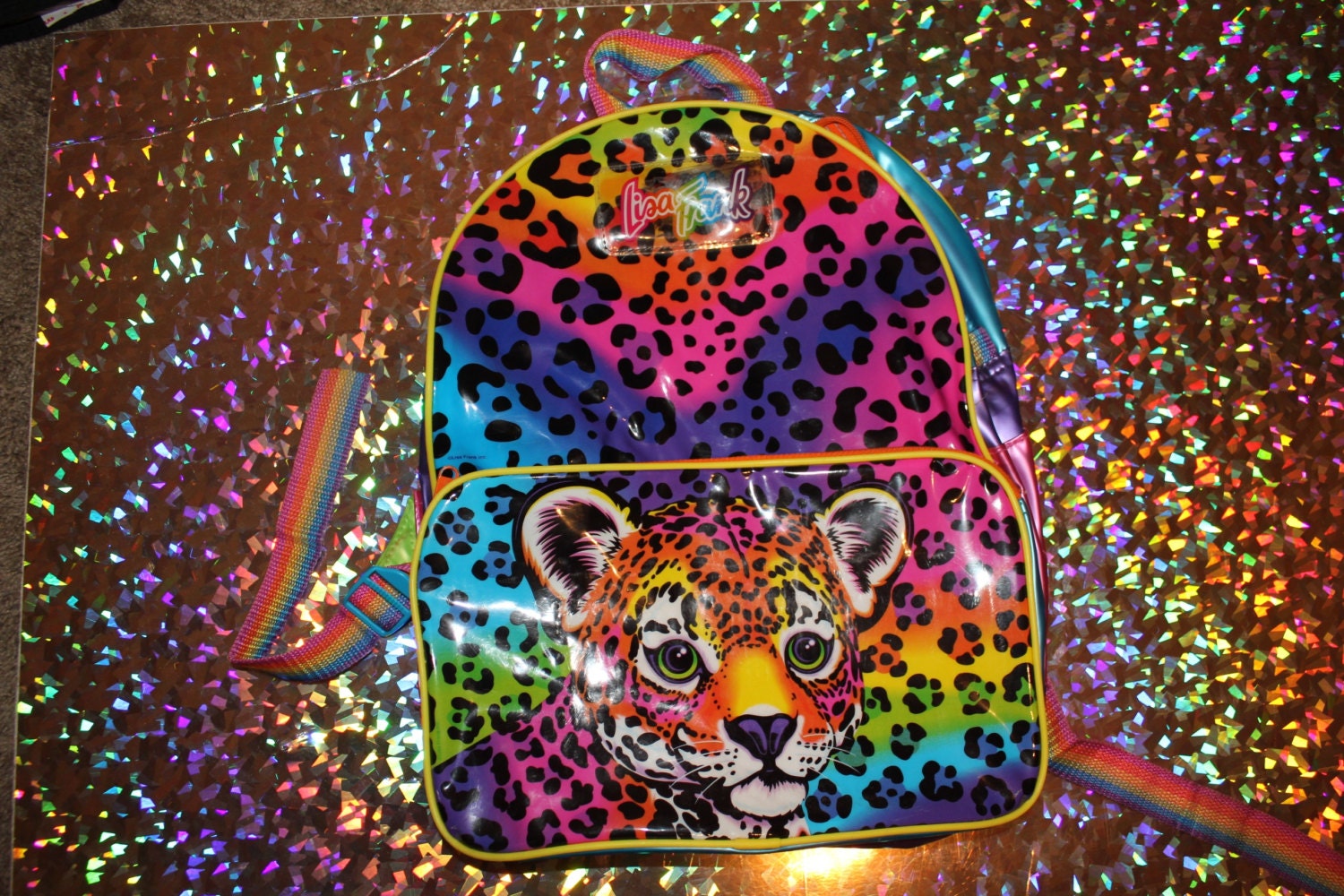 90s LISA FRANK rainbow cheetah pvc full sized backpack