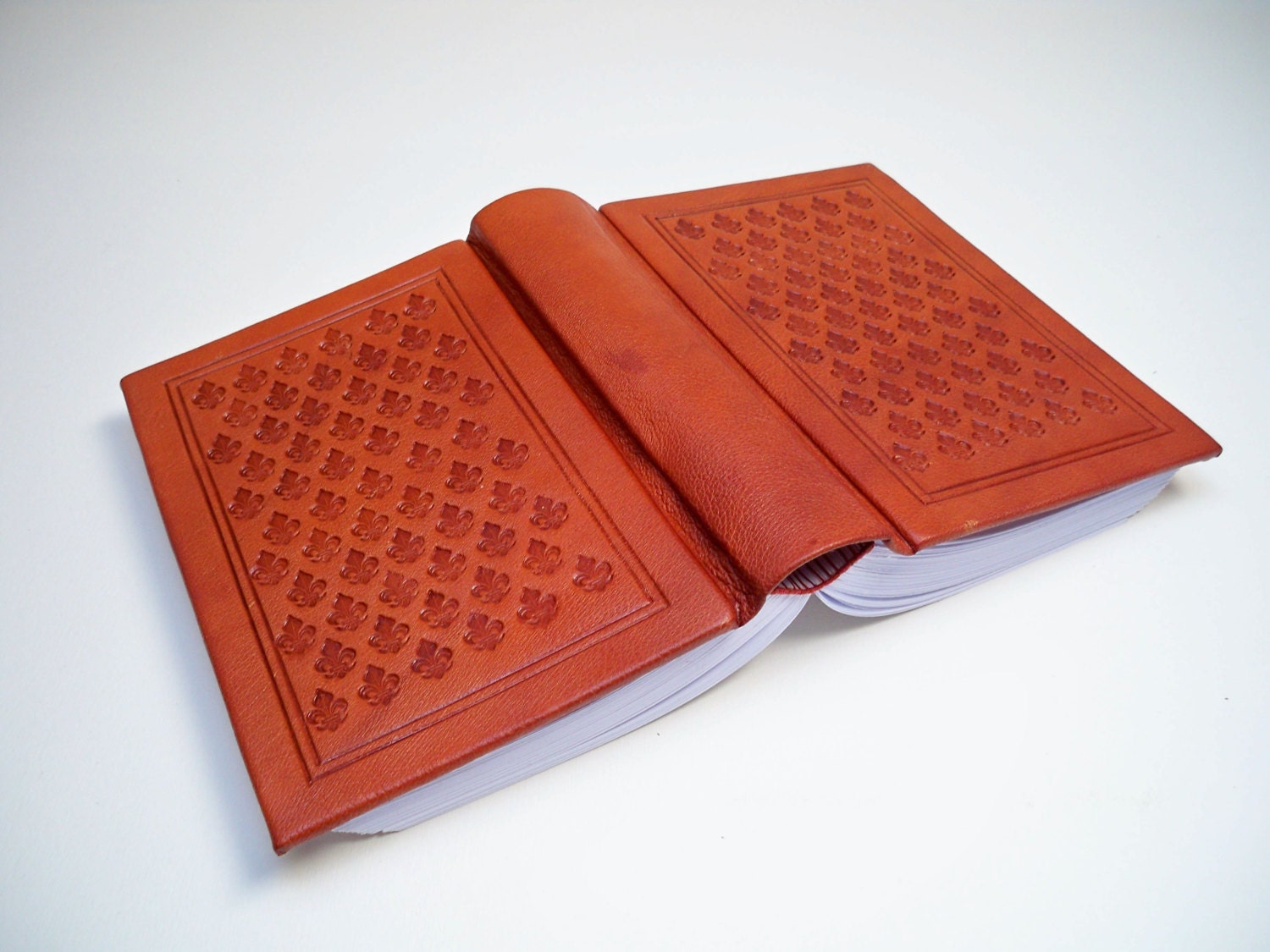 Leather Journal, Book , Blank Pages - Tooled Lily of Florence cover