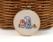Gnome Hoop Art Ornament - Hand Embroidered
