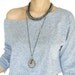 Small Rhinestone and threads Necklace- black