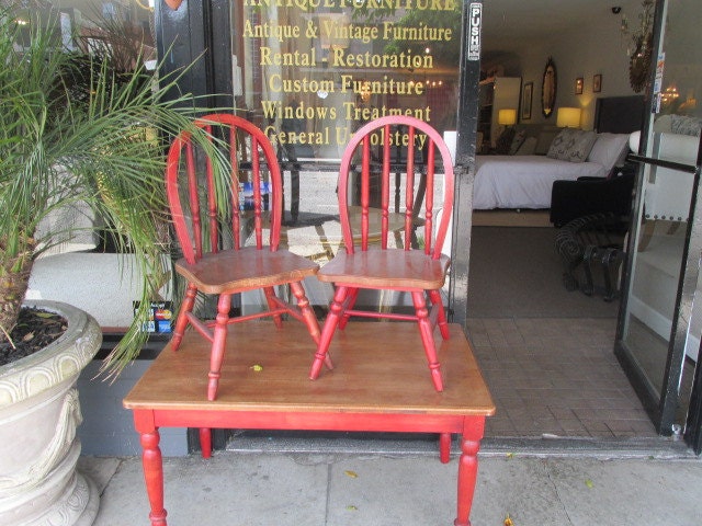 Vintage kids table and pair of chairs