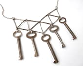 Antique Skeleton Key Geometric Statement Necklace