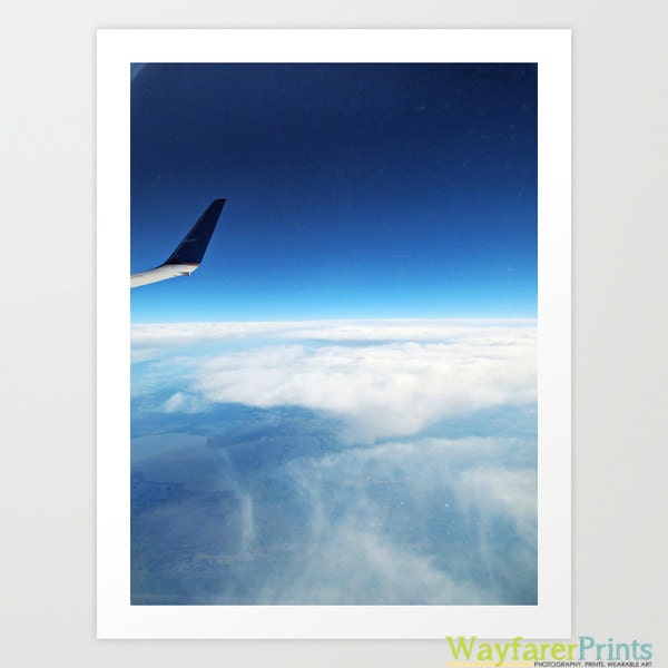 Troposphere Views - Airplane Sky View Photography Print Landscape Nature Clouds Big Blue Sky Air Plane 5x5 5x7 8x10 10x10 11x14